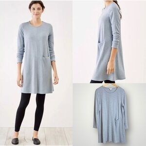 J Jill Luxe Tencel Tunic Dress Size Medium Petite Pocket Long Sleeve